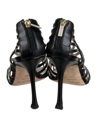 Jimmy Choo Leather Cutout Accent Slingback Sandals