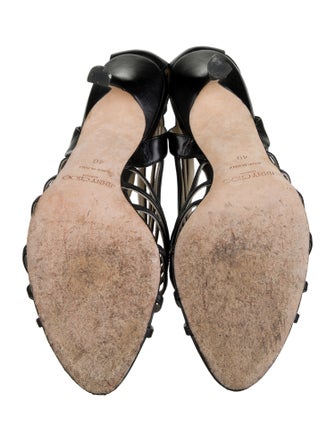 Jimmy Choo Leather Cutout Accent Slingback Sandals