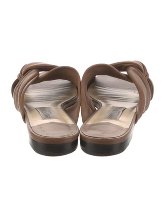 Jimmy Choo Leather Pleated Accents Slides