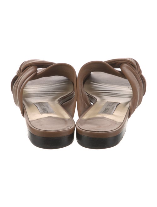 Jimmy Choo Leather Pleated Accents Slides