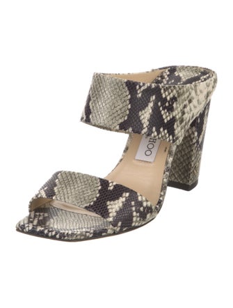 Jimmy Choo Leather Animal Print Slides