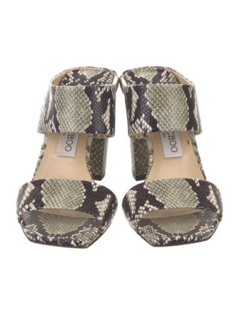 Jimmy Choo Leather Animal Print Slides