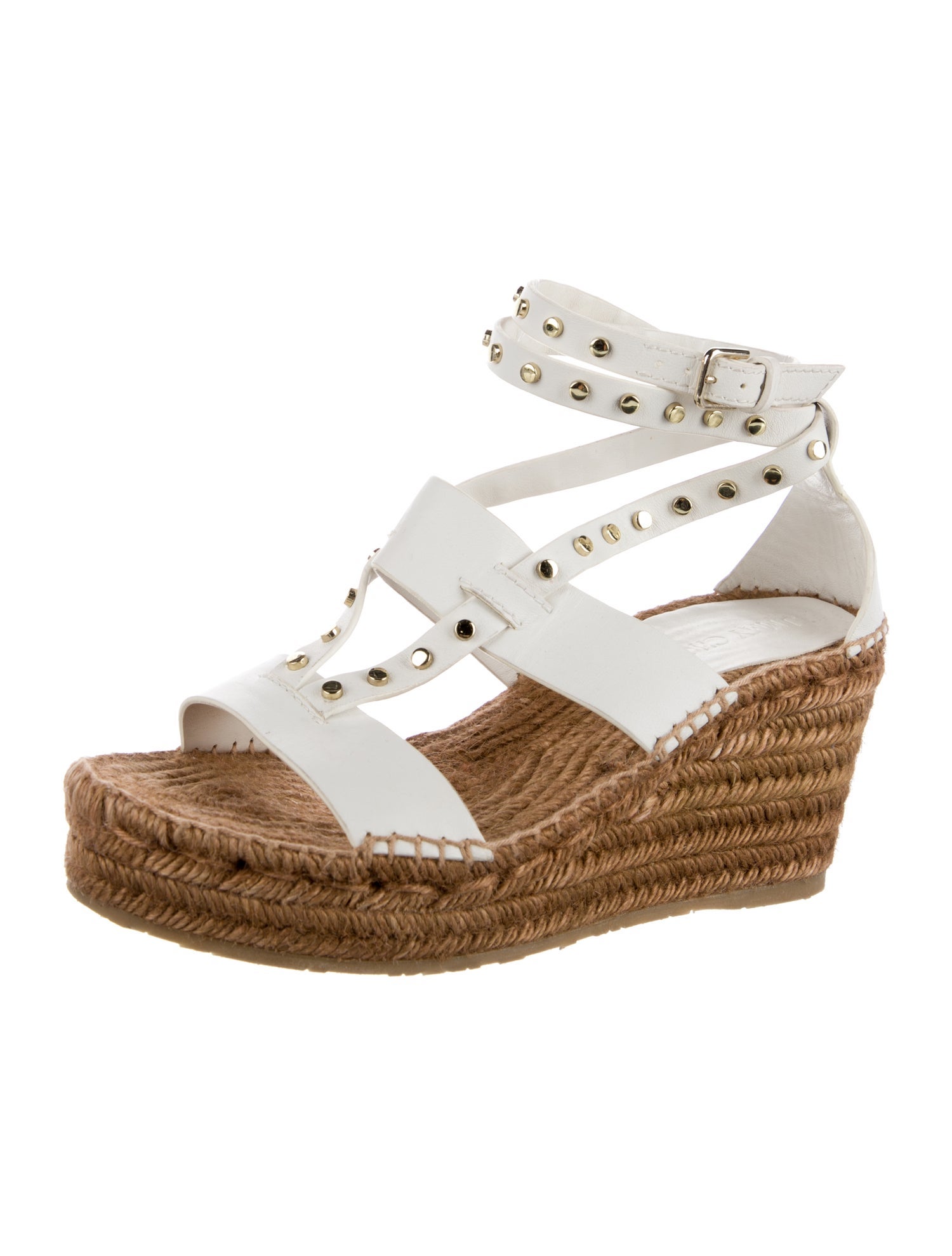 Jimmy Choo Leather Studded Accents Espadrilles