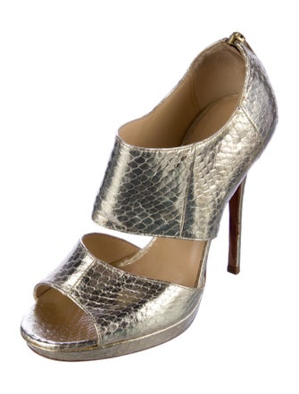 Jimmy Choo Embossed Leather Animal Print Sandals