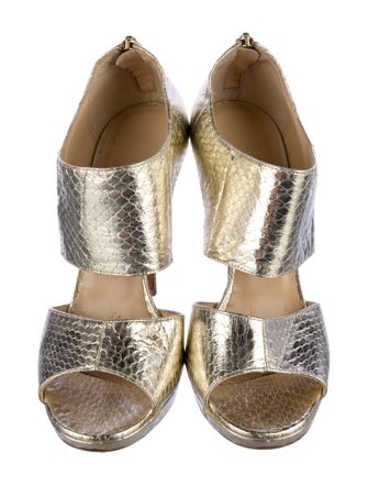 Jimmy Choo Embossed Leather Animal Print Sandals