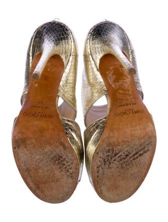 Jimmy Choo Embossed Leather Animal Print Sandals