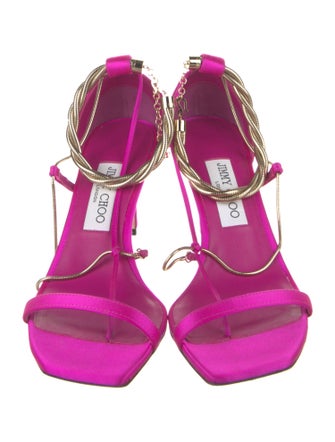 Jimmy Choo Oriana 75 Satin T-Strap Sandals