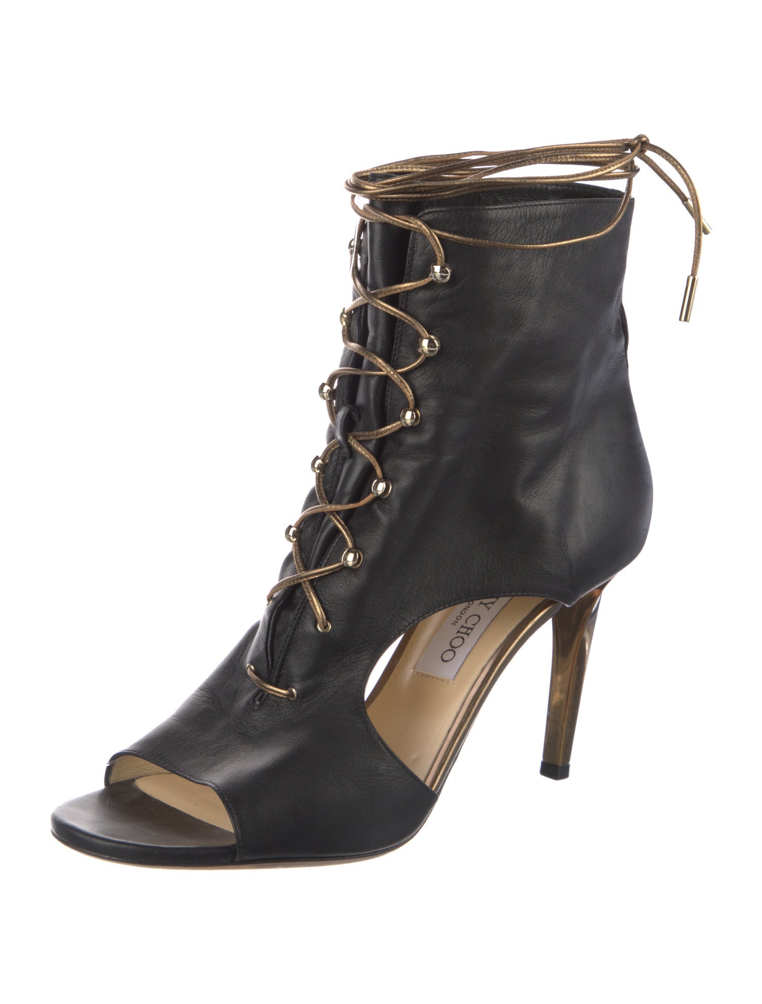 Jimmy Choo Leather Cutout Accent Gladiator Sandals