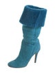 Jimmy Choo Suede Fur Trim Slouch Boots