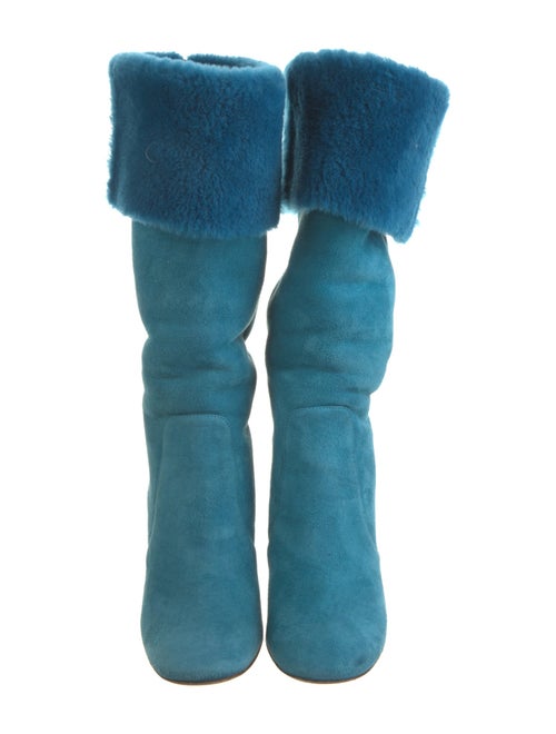 Jimmy Choo Suede Fur Trim Slouch Boots