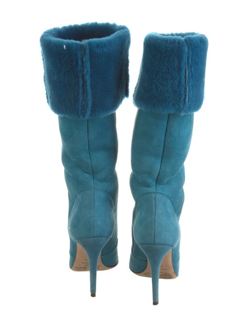 Jimmy Choo Suede Fur Trim Slouch Boots