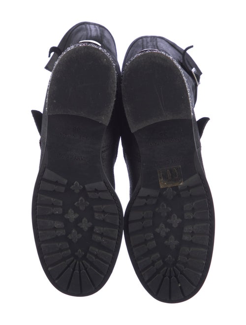 Jimmy Choo Leather Crystal Embellishments Moto Boots