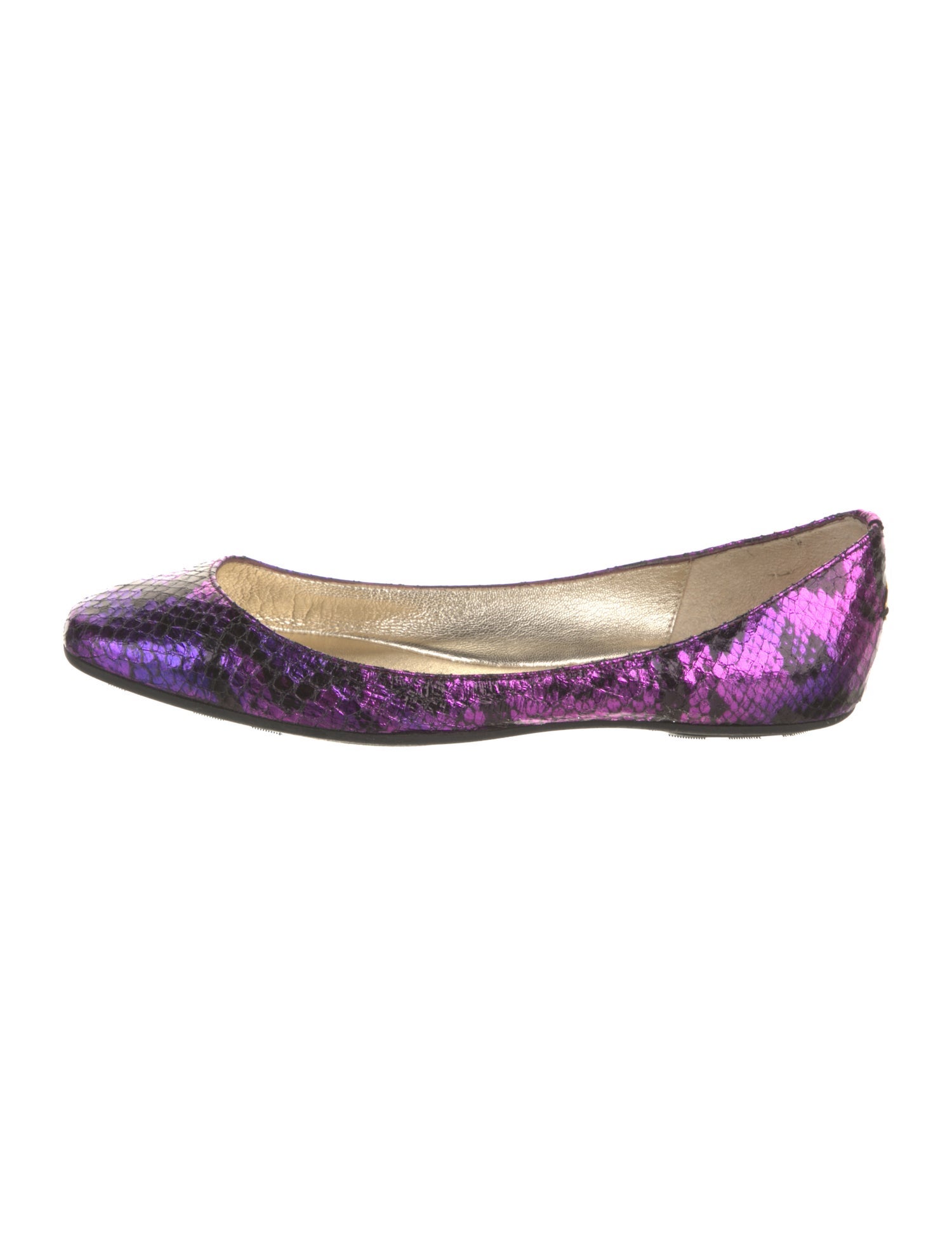 Jimmy Choo Embossed Leather Animal Print Ballet Flats
