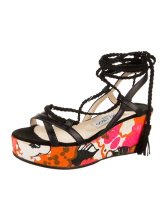 Jimmy Choo Canvas Tassel Accents Sandals