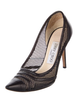 Jimmy Choo Leather Mesh Accents Pumps