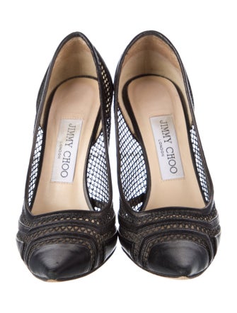 Jimmy Choo Leather Mesh Accents Pumps