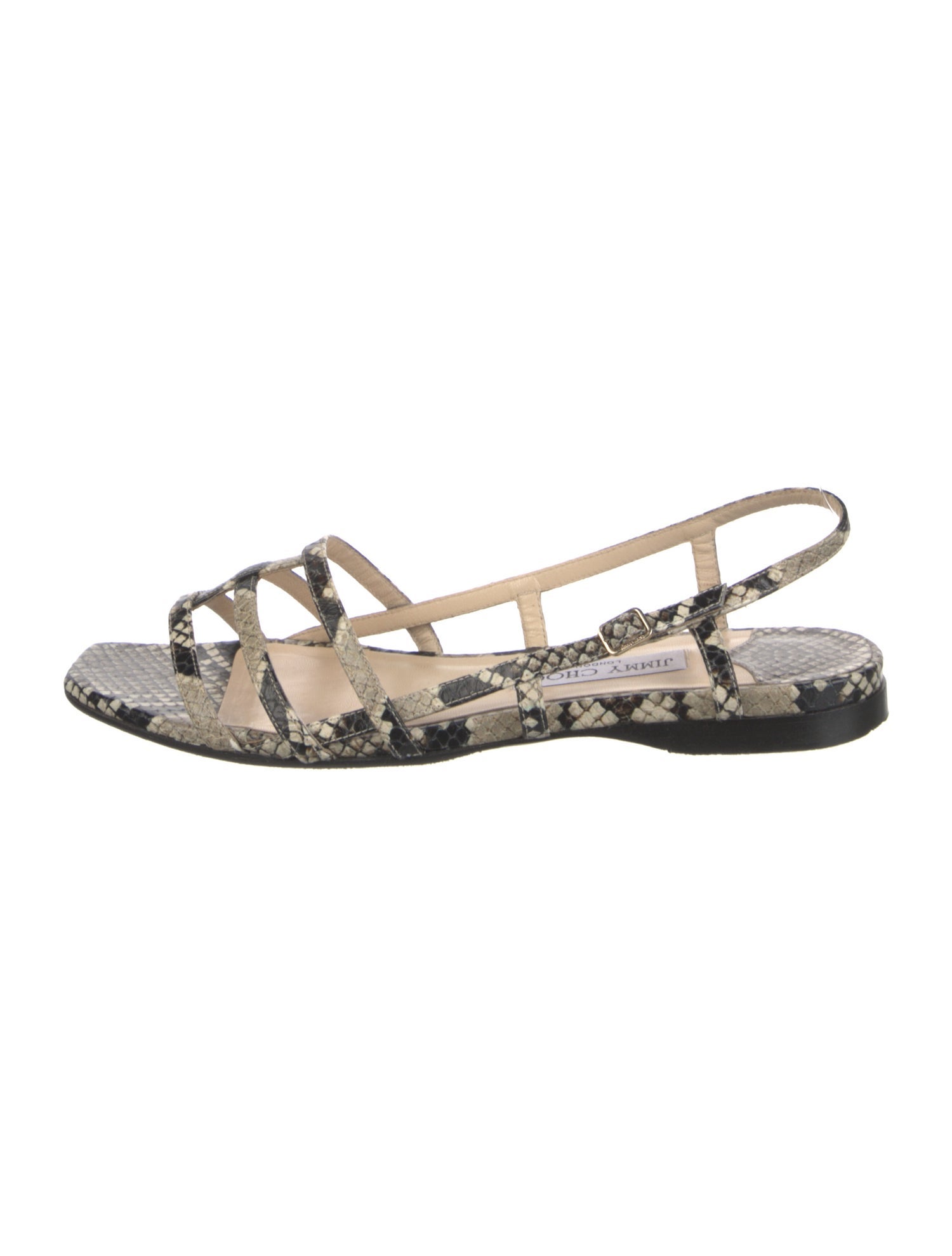 Jimmy Choo Embossed Leather Animal Print Slingback Sandals