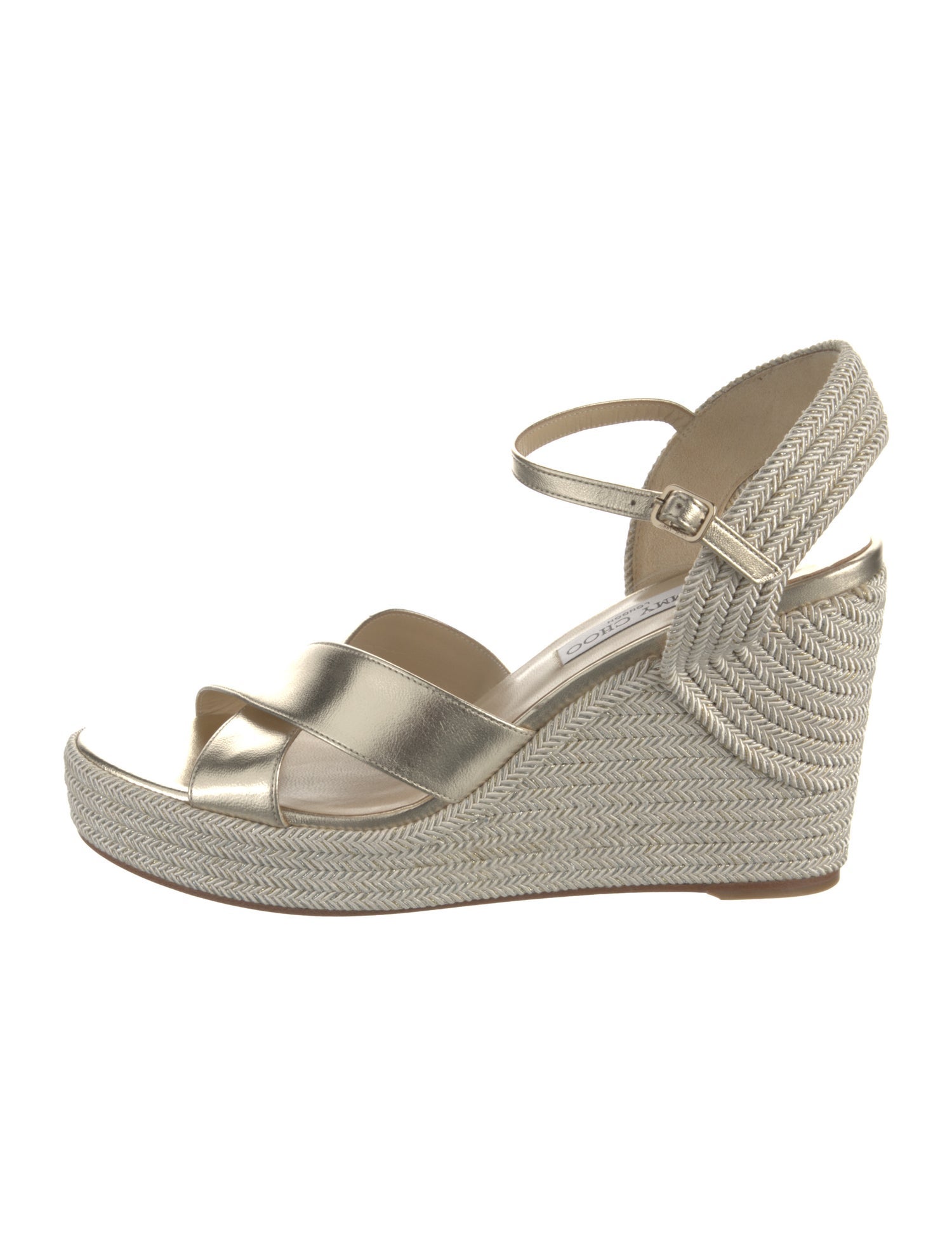 Jimmy Choo Leather Glitter Accents Espadrilles