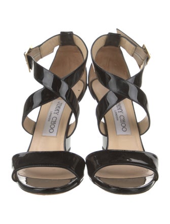 Jimmy Choo Patent Leather Cutout Accent Sandals