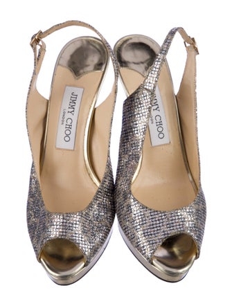 Jimmy Choo Nova Champagne Glitter Slingback Pumps