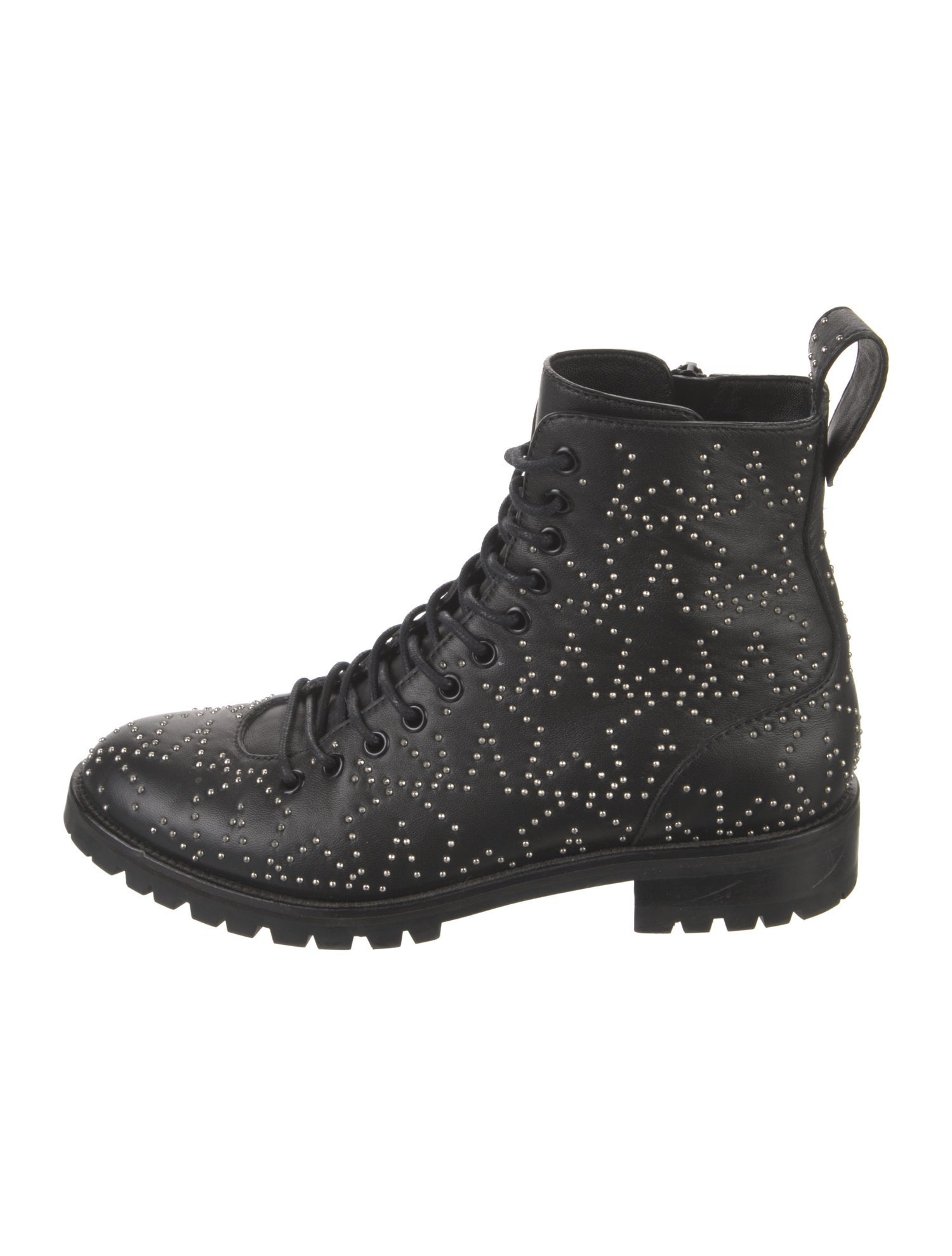 Jimmy Choo Leather Studded Accents Combat Boots