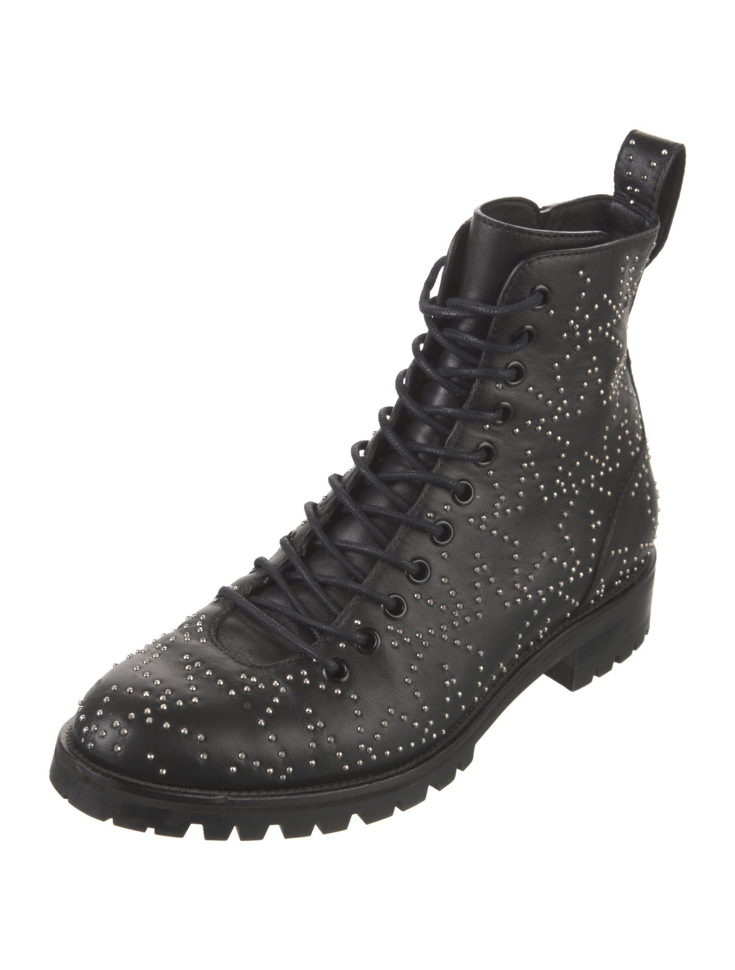 Jimmy Choo Leather Studded Accents Combat Boots