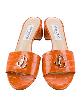 Jimmy Choo Embossed Leather Slides
