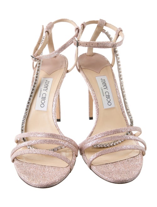 Jimmy Choo Satin Crystal Embellishments Sandals