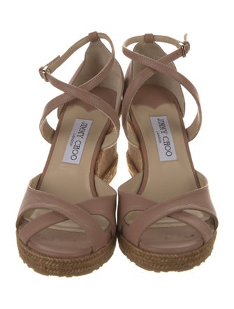 Jimmy Choo Leather Cutout Accent Espadrilles