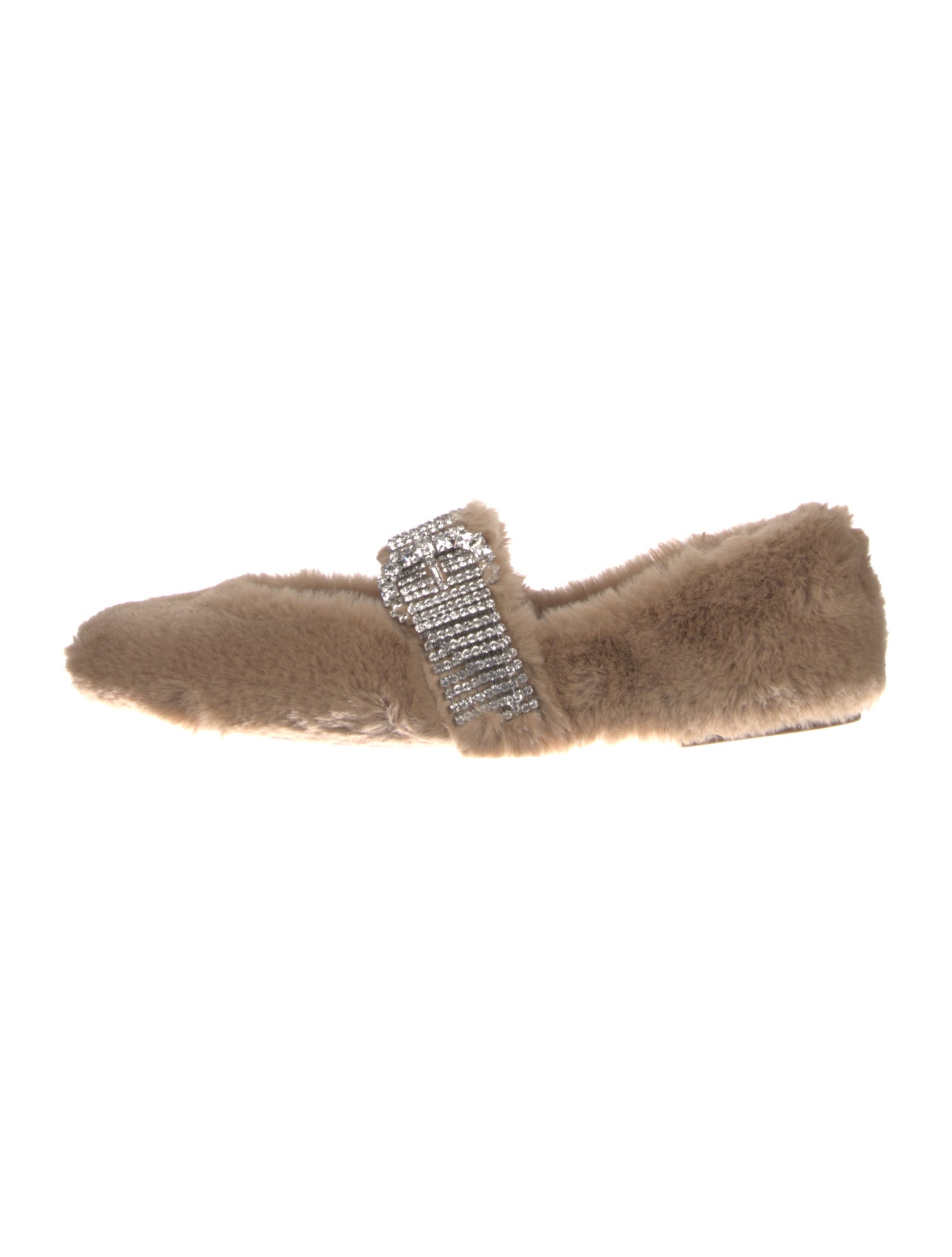 Jimmy Choo Faux Fur Crystal Embellishments Flats