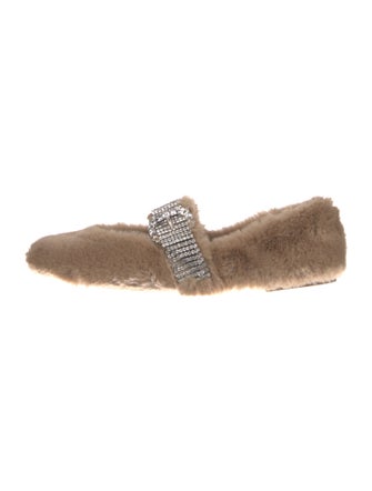 Jimmy Choo Faux Fur Crystal Embellishments Flats