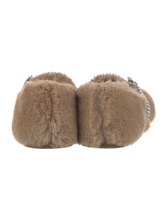 Jimmy Choo Faux Fur Crystal Embellishments Flats