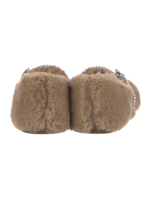 Jimmy Choo Faux Fur Crystal Embellishments Flats