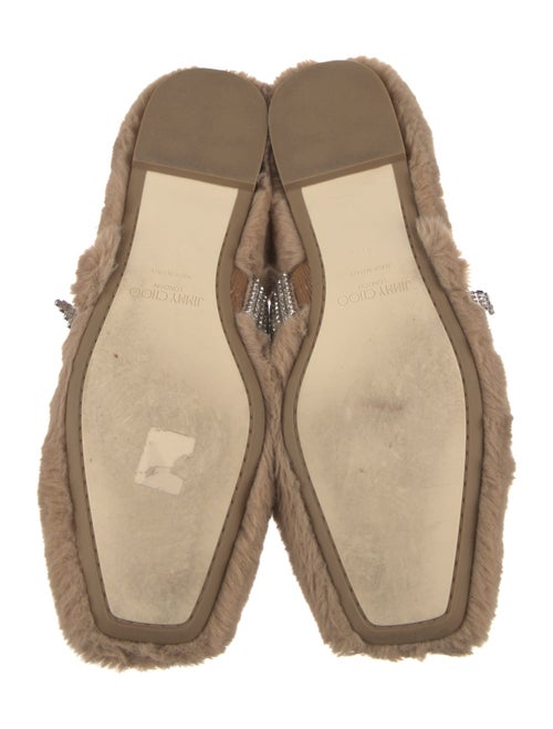 Jimmy Choo Faux Fur Crystal Embellishments Flats