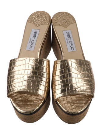 Jimmy Choo Embossed Leather Printed Slides