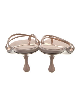 Jimmy Choo Leather Crystal Embellishments Slides