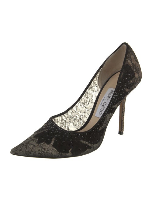 Jimmy Choo Lace Pattern Crystal Embellishments Pumps