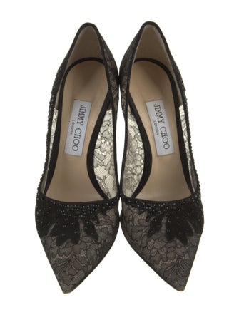 Jimmy Choo Lace Pattern Crystal Embellishments Pumps