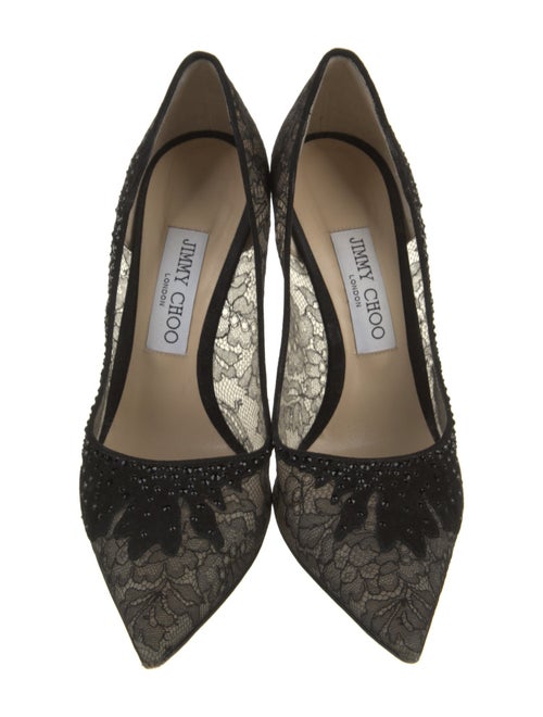 Jimmy Choo Lace Pattern Crystal Embellishments Pumps