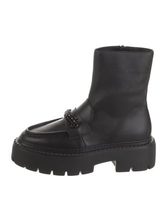 Jimmy Choo Leather Crystal Embellishments Combat Boots