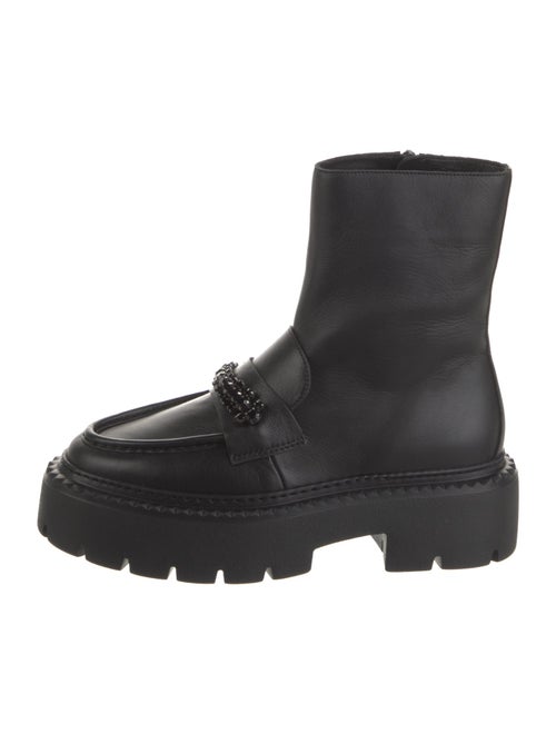 Jimmy Choo Leather Crystal Embellishments Combat Boots