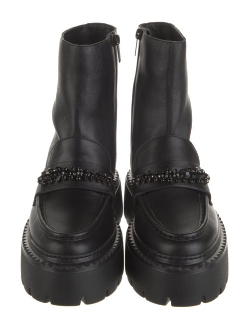 Jimmy Choo Leather Crystal Embellishments Combat Boots
