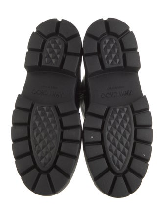 Jimmy Choo Leather Crystal Embellishments Combat Boots