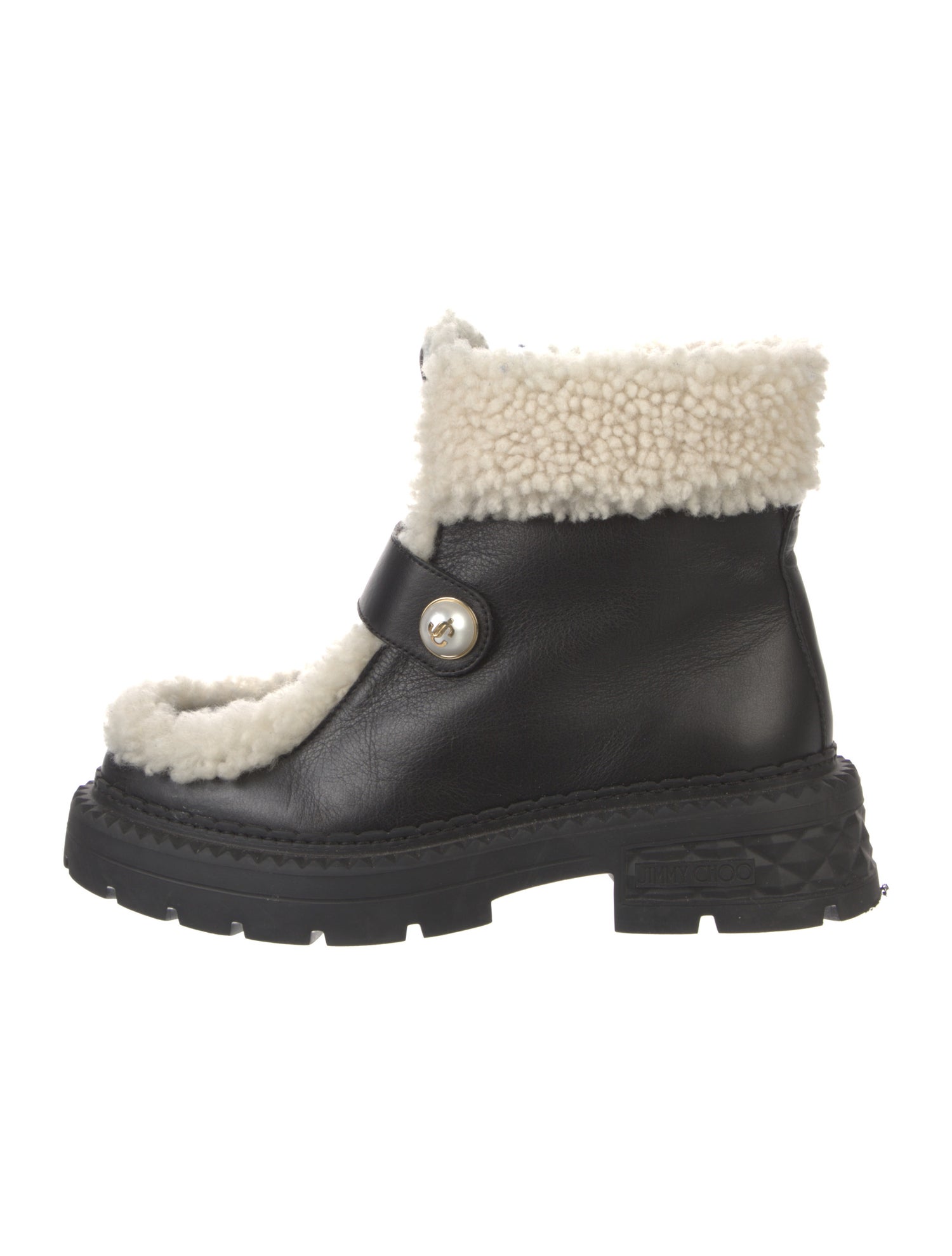 Jimmy Choo Leather Colorblock Pattern Rain Boots