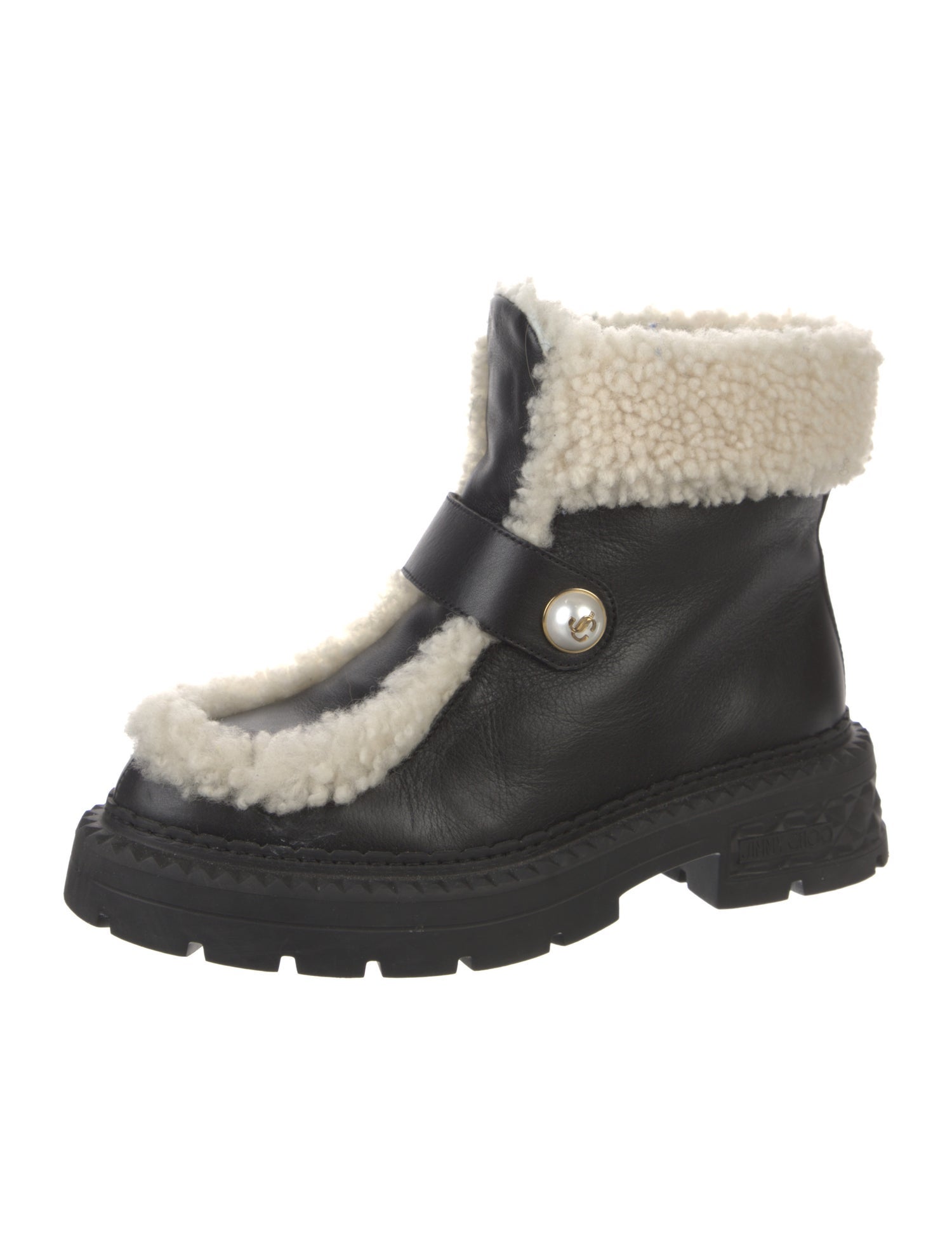 Jimmy Choo Leather Colorblock Pattern Rain Boots