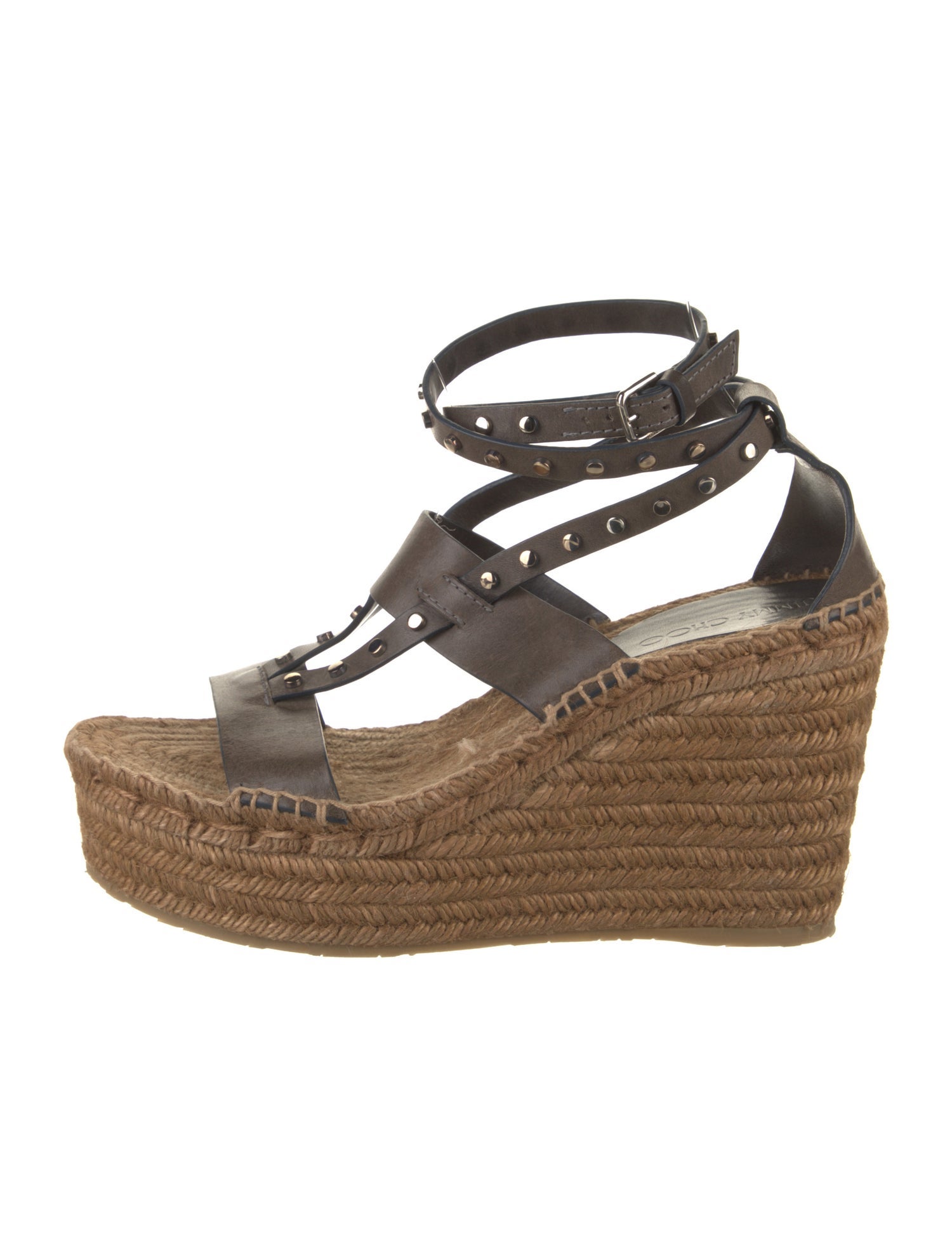 Jimmy Choo Leather Studded Accents Espadrilles