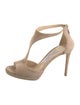 Jimmy Choo Suede Cutout Accent T-Strap Sandals