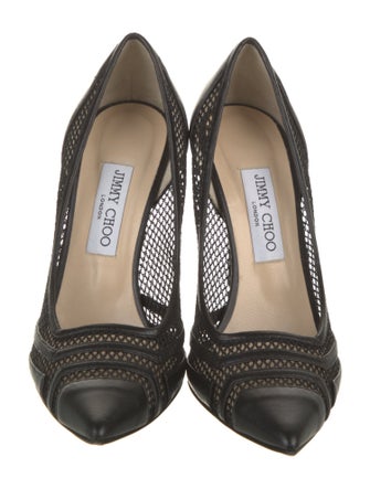 Jimmy Choo Leather Mesh Accents Pumps