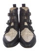 Jimmy Choo Leather Animal Print Combat Boots