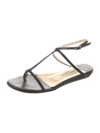 Jimmy Choo Fiona Leather T-Strap Sandals